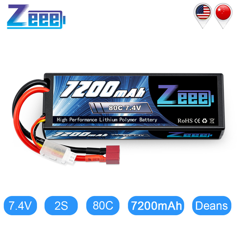 Zeee 7200mAh 7.4V 80C LiPo Battery with Deans Plug 2S LiPo Batteries for RC Car Vehicle Truck Boat Losi Slash Truggy ► Photo 1/6