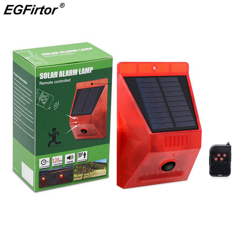 Solar Alarm Lamp Remote Control Security Alarm Motion Sensor Alarm Siren PIR Motion Sensor Detector For Home Yard Outdoor ► Photo 1/6