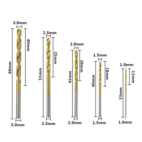 50pcs HSS Twist Drill Bit Set Titanium Coated Gun Drill Bit for Wood Metal Drilling Mini Drill Bit 1.0/1.5/2.0/2.5/3.0mm ► Photo 1/1