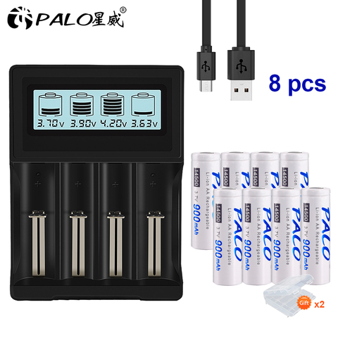 PALO Charger for 18650 26650 21700 18350 14500 3.7 V Lithium Battery+4 pcs  AA 14500 900mAh 3.7V lithium-ion batteries ► Photo 1/6