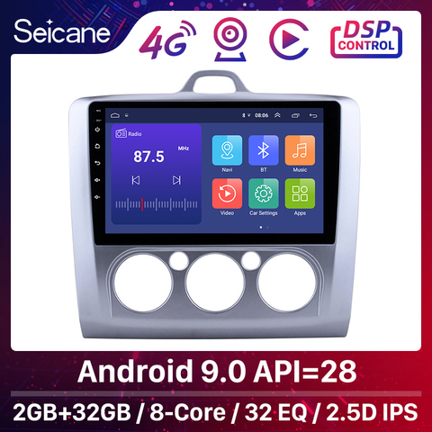Seicane 9 inch Android 9.0 Car Radio For ford focus EXI MT 2 3 Mk2 2004 2005 2006 2007 2008 2009-2011 2Din GPS Multimedia Player ► Photo 1/6