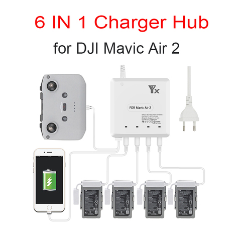 6 in 1 Multi Battery Charger Charging Hub For DJI Spark Battery & Controller