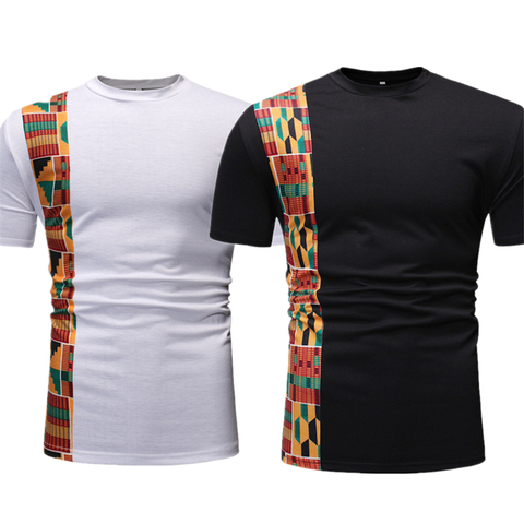 New African Clothes for Mens Tops Short Sleeve Print Rich Bazin Ankara Summer Short Sleeve Traditional Africa Fashion T-shirt ► Photo 1/6