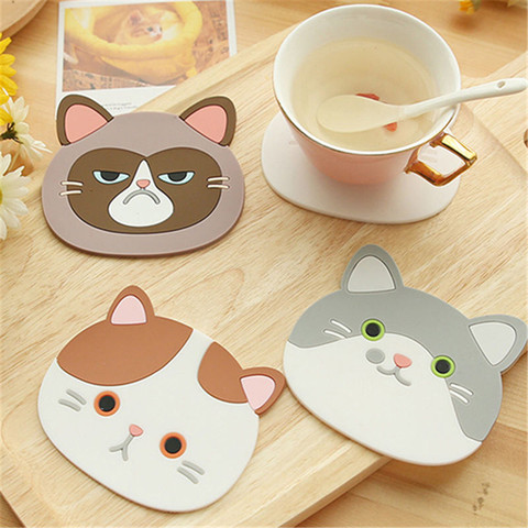 2022  High quality Cat Shaped Tea Coaster Cup Holder Mat Coffee Drinks Drink Silicon Coaster Cup Pad Placemat Kitchen Accessorie ► Photo 1/6