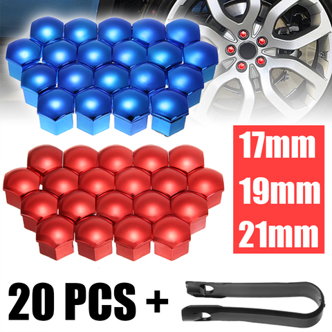 20pcs 17/19/21mm Wheel Nut Cap Red Blue Universal Wheel Nut Bolt Protection Covers with Removal Tool ► Photo 1/6