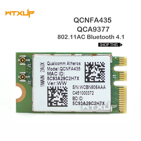 Wireless Adapter Card for Qualcomm QCA9377 QCNFA435 802.11AC NFA435 433Mbps 2.4G/5G DW1810 NGFF WIFI CARD Bluetooth 4.1 ► Photo 1/4