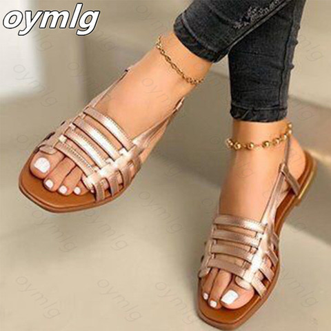 2022 Women Sandals Woman Gladiator Open Toe Casual Beach Shoes Female Hollow Out Flats Women's Outdoor Summer Footwear Plus Size ► Photo 1/6