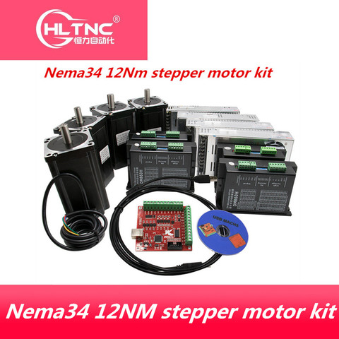 3 Axis CNC kit Nema 34 1600Oz-in/6A 86HS6204 12Nm Stepper Motor & 6A/110VDC  Microstep motor driver for CNC Milling Machine ► Photo 1/3