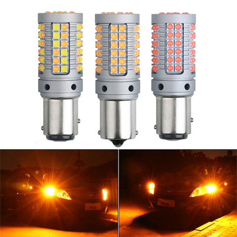 1PCS 1156 BA15S P21W 1157 BAY15D LED Bulb 3030 69 Chips T20 7440 W21W 7443 WY21W Auto turn signal lights Dual color white yellow ► Photo 1/6