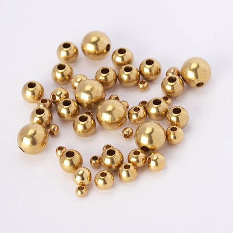 50pcs/lot 3/4/5/6/8mm Original Brass Spacer Beads Ball Loose Beads for Charms Bracelets Necklace Jewelry Making Components DIY ► Photo 1/6