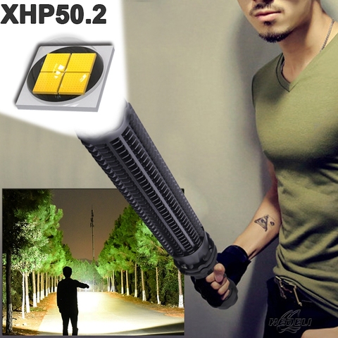 Super XHP50 Flshlight Telescopic Baton Police Baton Defense Torch Hunting Police Flashlight 36W T6 LED Flashlight Mace Baseball ► Photo 1/6