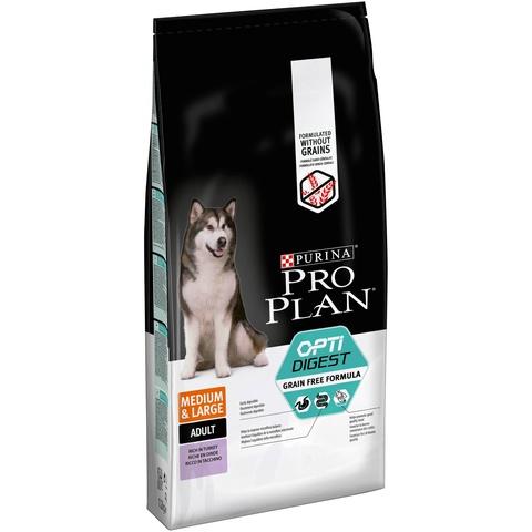 PRO PLAN Grain Free Formula dry food for medium/large adult dogs with sensitive digestion, turkey, 12 kg ► Photo 1/1