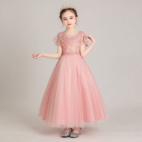Girls Dress Flower Mesh Embroidery Christmas Ball Gown Wedding Dresses For Kids Princess Teenagers Noble Catwalk Costumes ► Photo 1/6