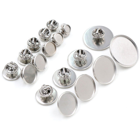 10pcs/ Lot 6/8/10/12/14/16/18/20/25mm Stainless Steel Material Brooch Style Cabochon Base Cufflink Spacer Settings Tie Tack Pins ► Photo 1/6