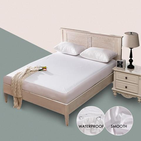 Smooth Waterproof Mattress Protector Cover For Bed Solid White Wetting Breathable Hypoallergenic Protection Pad Cover Anti-mite ► Photo 1/6