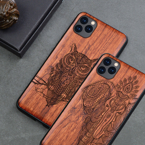 New For iPhone 11 Case Luxury Slim Wood Back Cover TPU Bumper Case For iPhone 11 Pro iPhone 11 Pro Max Phone Cases ► Photo 1/6