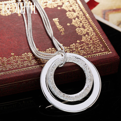 DOTEFFIL 925 Sterling Silver 18-Inch Snake Chain O-Shaped Frosted Pendant Necklace For Women Fashion Wedding Party Charm Jewelry ► Photo 1/6