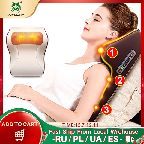 3 in 1 Newest Massage Pillow with Car Home Duel Use Easy Carry Neck Back Shoulder Waist Body Massager Gift Relief Pain EU plugs ► Photo 1/6