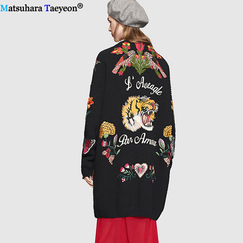 2022 Embroidery cardigan sweater Women Autumn Winter New Fashion Long sleeves Button Knitted cardigan collar casual coat ► Photo 1/1