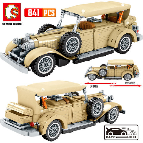 SEMBO City Pull Back Classic Car MOC Building Blocks Creator Technic Mechanical Vehicle Bricks Toys for Children Boys Gifts ► Photo 1/6