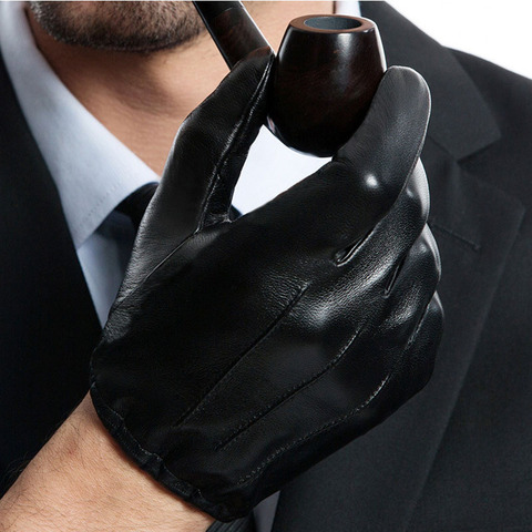 man causal back three lines real leather short unlined leather gloves in black ► Photo 1/6