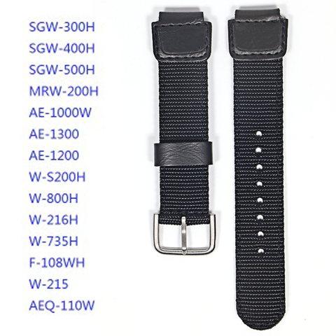 Nylon strap for CASIO band for SGW-300H 400H 500H MRW-200H AE-1000W AE-1300 AE-1200 W-S200H W-800H W-216H W-735H W-215 AEQ-110W ► Photo 1/3