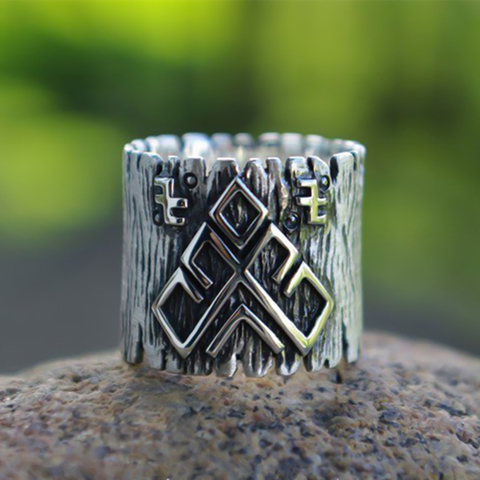 EYHIMD Amulet Rozhanitsa Rune Wide Bands Magic Pagan 316L Stainless Steel Ring Talisman Jewelry ► Photo 1/3