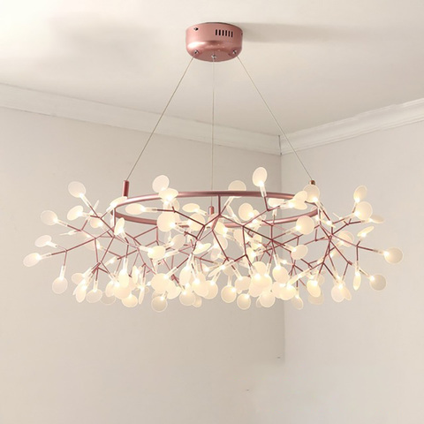 Artpad Nordic Hanging Living Room Chandelier Modern Kitchen Firefly Lamp Rose Gold/Black Branch Round Chandelier Lighting ► Photo 1/6