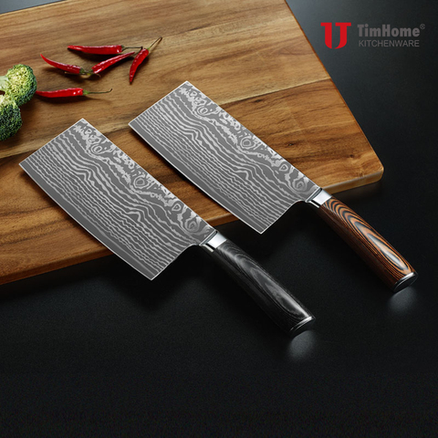 Timhome Germany 4116 Stainless  Steel Knife Cleaver Kitchen  Knife with Pakka wood Handle Giftbox Packing ► Photo 1/6