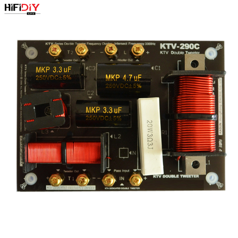 HIFIDIY KTV-290C 2 Way 3 speaker Double treble (Tweeter*2+ bass) Unit HiFi KTV Speakers audio Frequency Divider Crossover Filter ► Photo 1/6