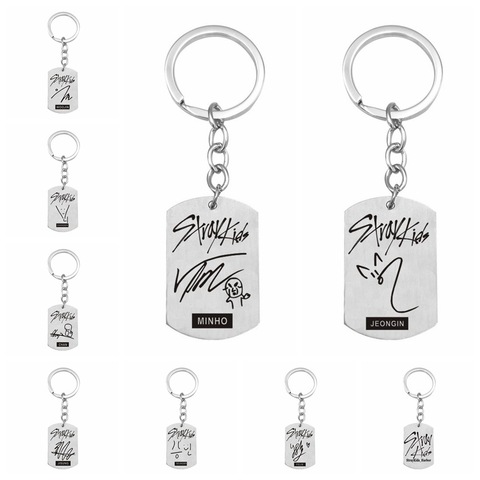 kpop stray kids keychains stainless steel Member Funny signature key ring pendant key chain stray kids kpop supplies wholesale ► Photo 1/5