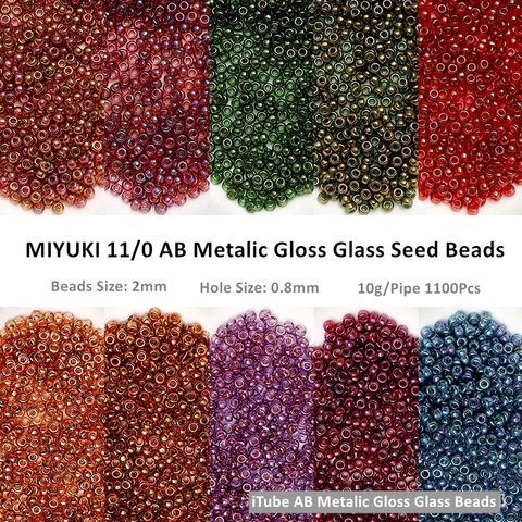 11/0 Miyuki Metalic Gloss Glass Seed Beads 1100Pcs 2mm Japan DIY Round Beads 10 Colors For Clothing Sewing Wedding Craft 10g ► Photo 1/6