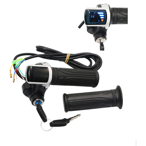 1Pair Electric Scooter Bike Throttle Speed Adjustment Handle with Key Lock Display Handle Divides LCD Grip 24V 36V 48V ► Photo 1/5