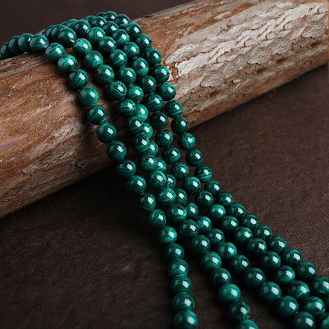 AAA Natural Malachite Round Loose Stone Beads Fit DIY Bracelet Necklace Needlework Beads For Jewelry Making 6 8 10 12 mm 7.5inch ► Photo 1/4
