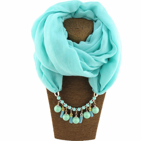 2022 New Women Necklace Scarf Winter Warm Jewelry Pendant Scarf Cotton Ring Soft Hijab Shawls Foulard Female Ladies Sjaal ► Photo 1/6