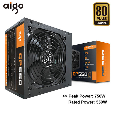 Aigo PC Power Supply 550W 80 PLUS Quiet PSU Computer Power 12V ATX Active Power Supply Cooling Fan For Intel AMD Desktop Gaming ► Photo 1/6