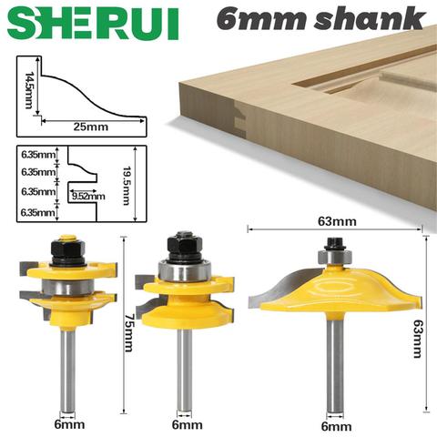 1-3PCS 6mm Shank Rail & Stile Router Bits-Matched Standard Ogee door knife Woodworking cutter Tenon Cutter for Woodworking Tools ► Photo 1/6