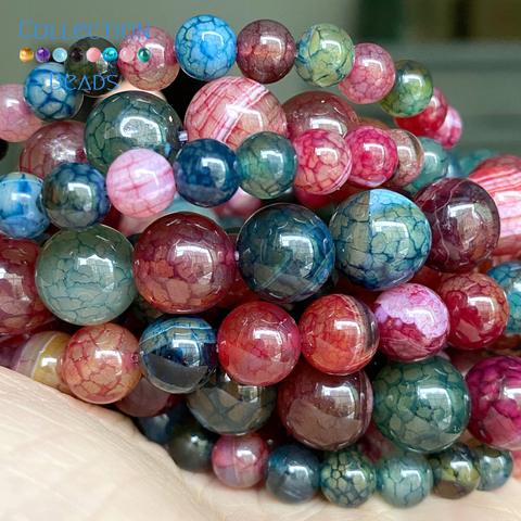 Natural Tourmaline Dragon Veins Agates Stone Spacer Round Bead For Jewelry Making 6-10 MM DIY Bracelets Accessories Wholesale 15 ► Photo 1/5