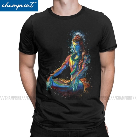 Eternal Lord Shiva In Meditation T Shirt for Men Unique T-Shirts Hindu Ganesha God India Lingam Tee Shirt Gift Idea Clothing ► Photo 1/6