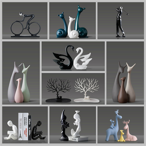 Simple Modern Ceramic Figurines Livingroom Ornament Home Furnishing  Decoration Crafts Office Coffee Accessories Wedding Gift - Price history &  Review, AliExpress Seller - Dropshipping . Store