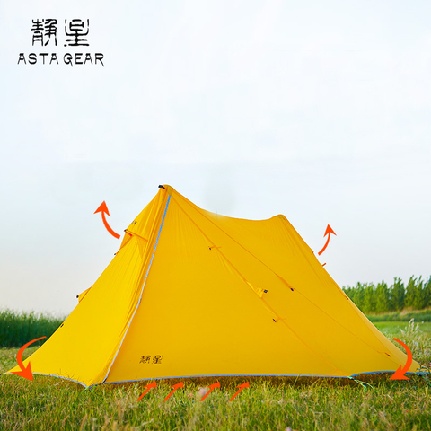 ASTA LANSHAN 2 / TING YU 20d silnylon 2 person Ultralight Camping 3 Seasons Rodless Tent ► Photo 1/6