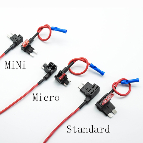 2pcs 12V Fuse Holder Add-a-circuit TAP Adapter Micro Mini Standard Ford ATM APM Blade Auto Fuse with 10A Blade Car Fuse ► Photo 1/5