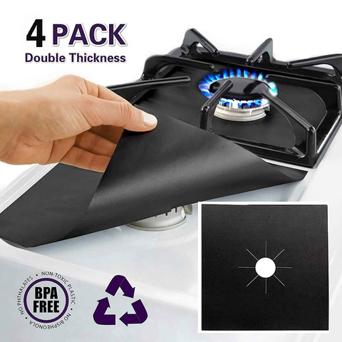 4pcs Gas Stove Protector gas Stove Cooker cover liner Sheild Clean Mat Kitchen Gas Stove Stovetop Protector Kitchen Accessories ► Photo 1/6