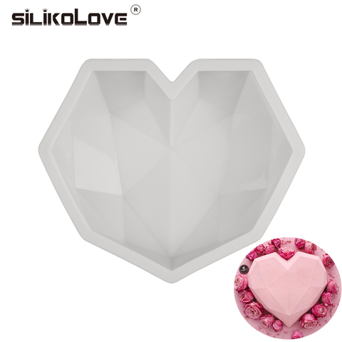 3D Diamond Love Heart Silicone Molds for Baking - Food Grade