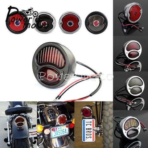 Chrome Box Chopper Style Tail light w/Tag Light for Custom