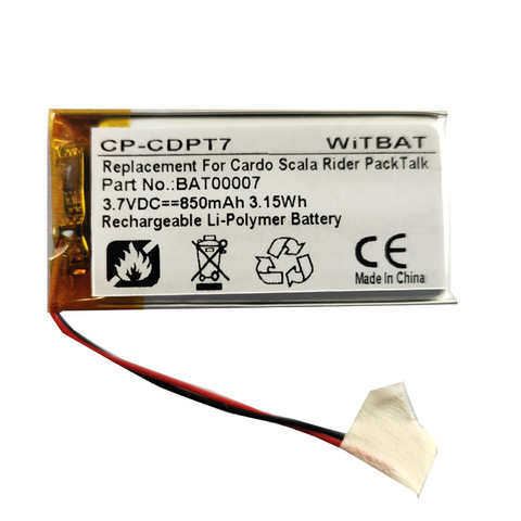 3.7V 850mAh Battery for Cardo Scala Rider PackTalk BAT00007 Bluetooth Headset Battery Li-Polymer Rechargeable Accumulator ► Photo 1/5