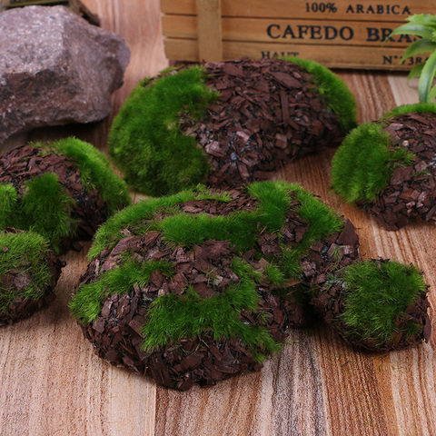 6pcs/Pack Fake Rock Green Foam Moss Stone Artificial Flower Wood