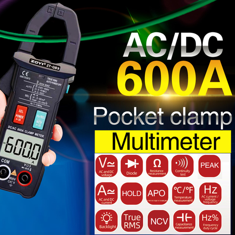 ZT-QB9 Clamp Meter DC/AC 600A current measurement TRMS Auto-Rang Voltage Ammeter Hz Ohm NCV Tester DMM Multimete ► Photo 1/6