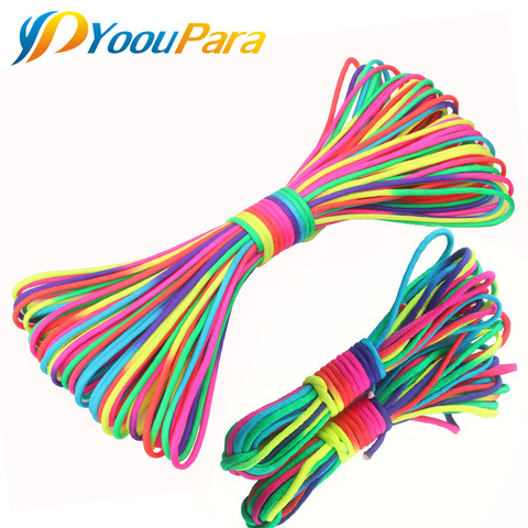 8-100 Meters 550 Paracord Parachute Cord Lanyard Tent Rope Guyline Mil Spec Rainbow 7 Strand paracord For Hiking Camping  Cord ► Photo 1/6