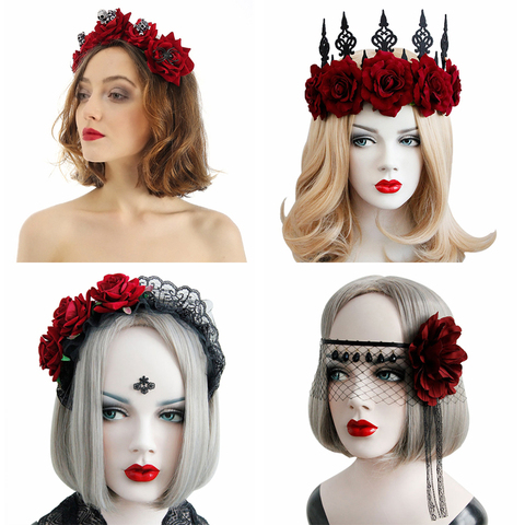 Halloween Women Girls Gothic Crown Wedding Garland Party Costumes Headbands Masquerade Party Costumes Photography Props ► Photo 1/6